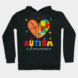 Puzzle Basketball Ball Heart Autism Awareness Autistic Hoodie